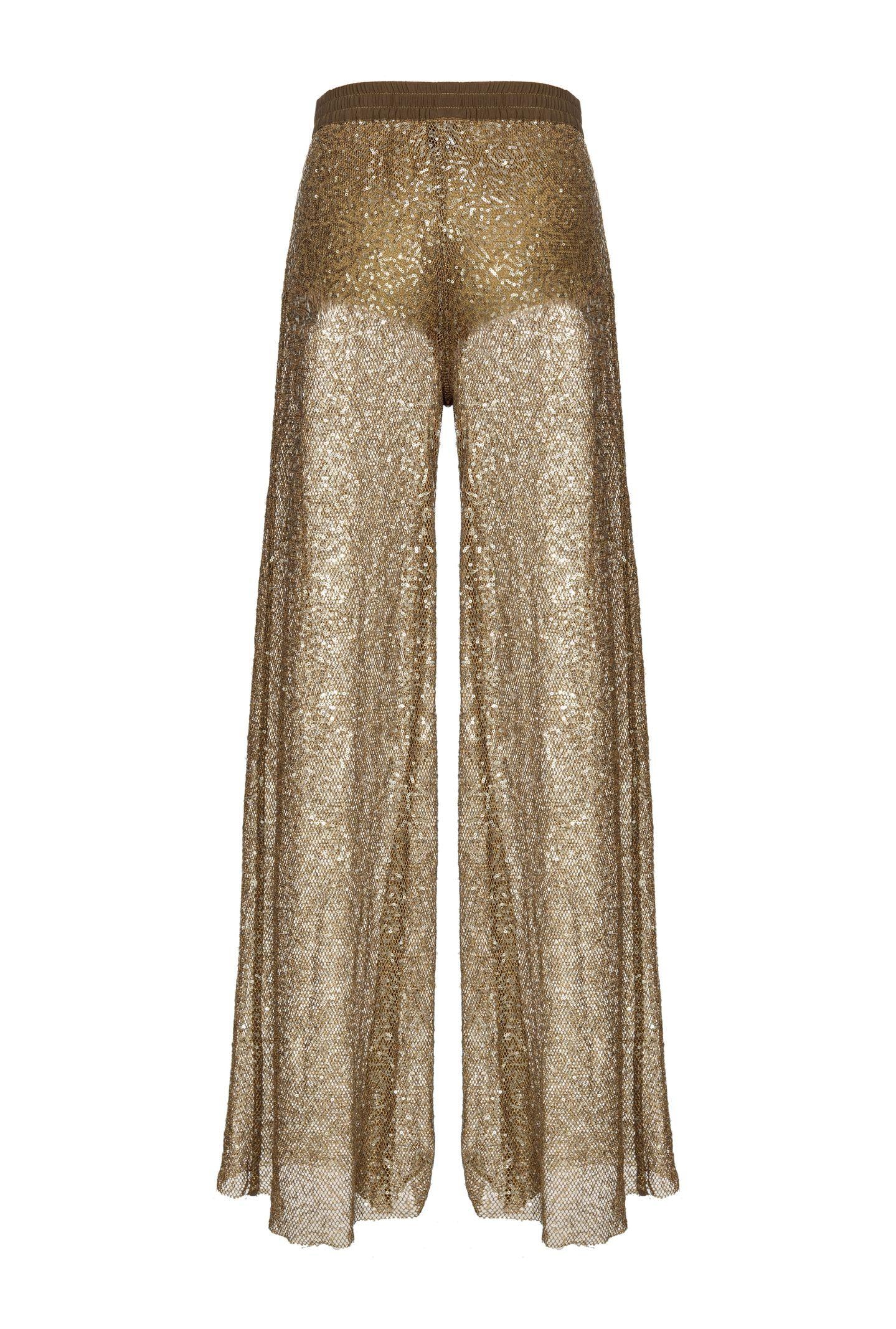 Pantalone palazzo rete paillettes 105009-A2EX X26 PINKO 