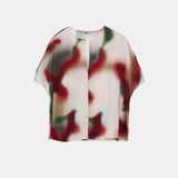 Blusa in raso fantasia multicolor