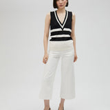 Top in maglia bicolore