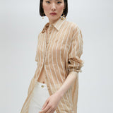 Camicia lunga trasparente a righe