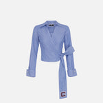 Camicia in popeline rigato con fusciacca ricamata CAS744E3 CL7 ELISABETTA FRANCHI 