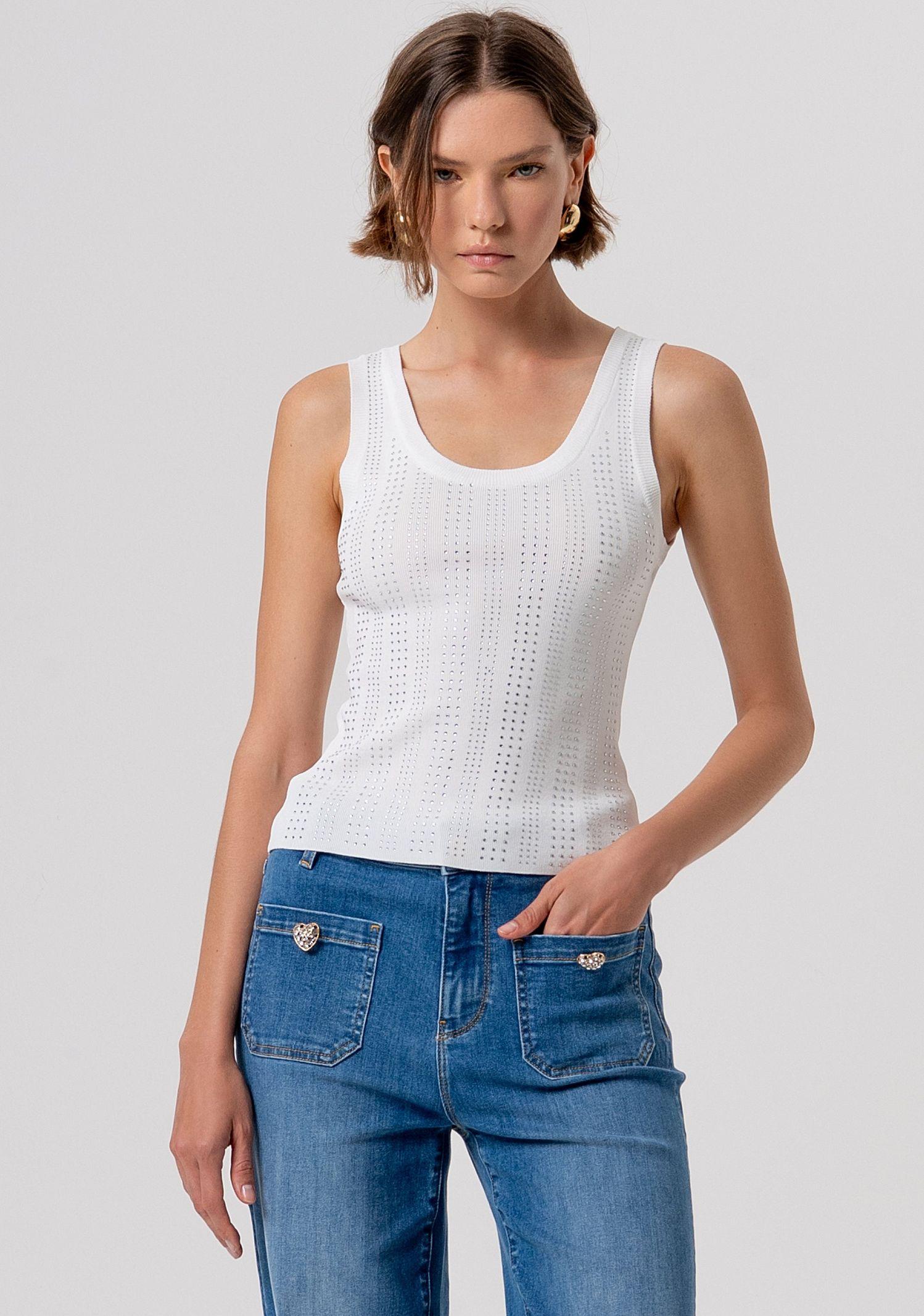 Top con strass FR26ST4005K524R9 108 FRACOMINA 