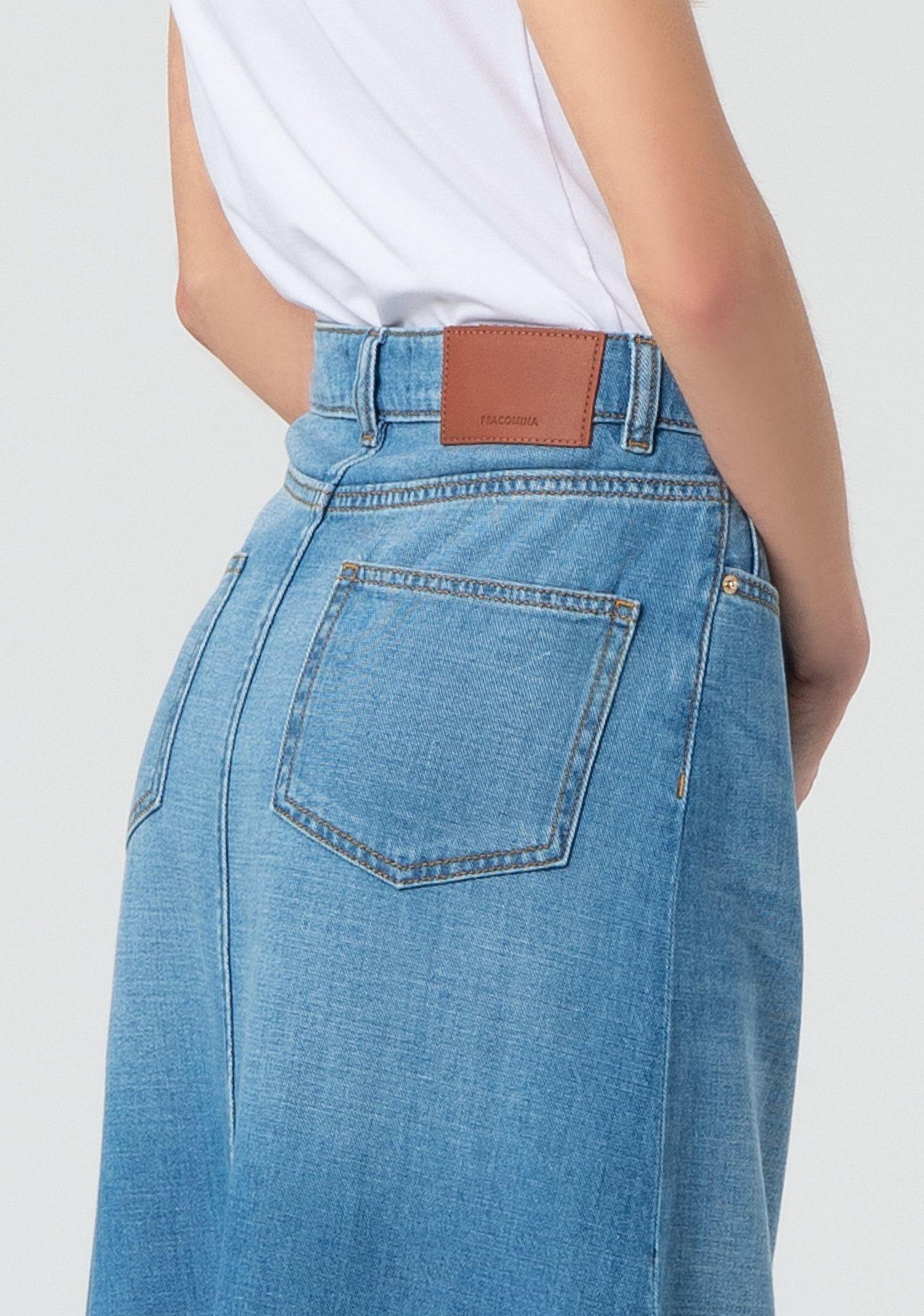 Gonna in denim con lavaggio medio FP25SG5006D46202 258 FRACOMINA 