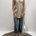 Top satinato scollo profondo - Ofelia MS2007 BEIGE OFELIA 