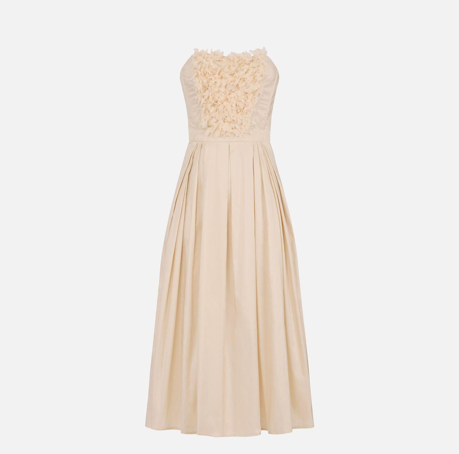 Abito in ottoman con ricami floreali - Elisabetta Franchi AB94262E2 045 ELISABETTA FRANCHI 