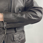 Giubbotto chiodo in pelle P104 NERO OFELIA 