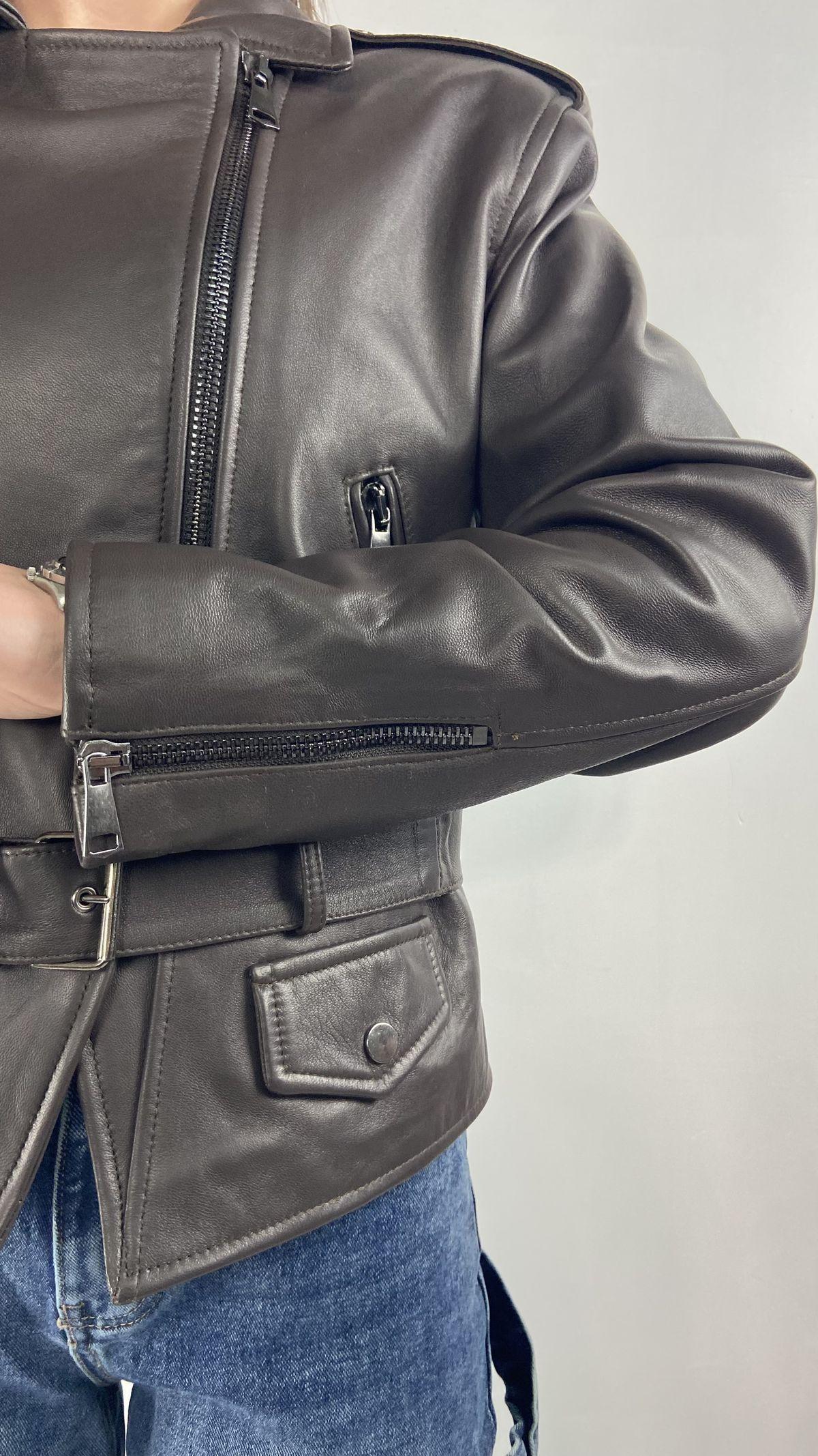 Giubbotto chiodo in pelle P104 NERO OFELIA 