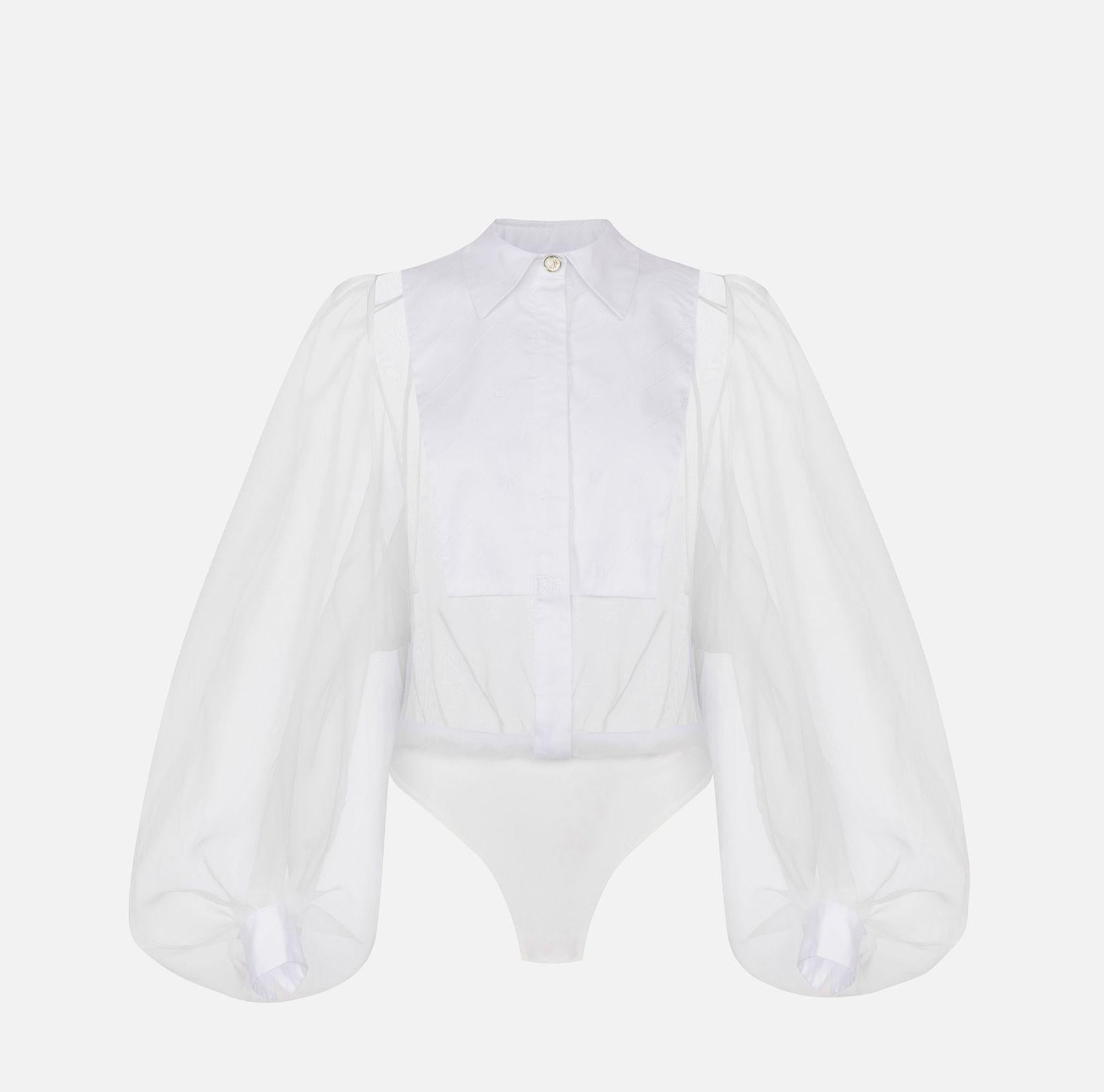 Camicia body in organza con plastron BC00846E2 360 ELISABETTA FRANCHI 