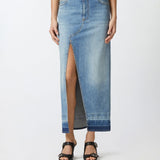 Gonna lunga in denim con spacco davanti