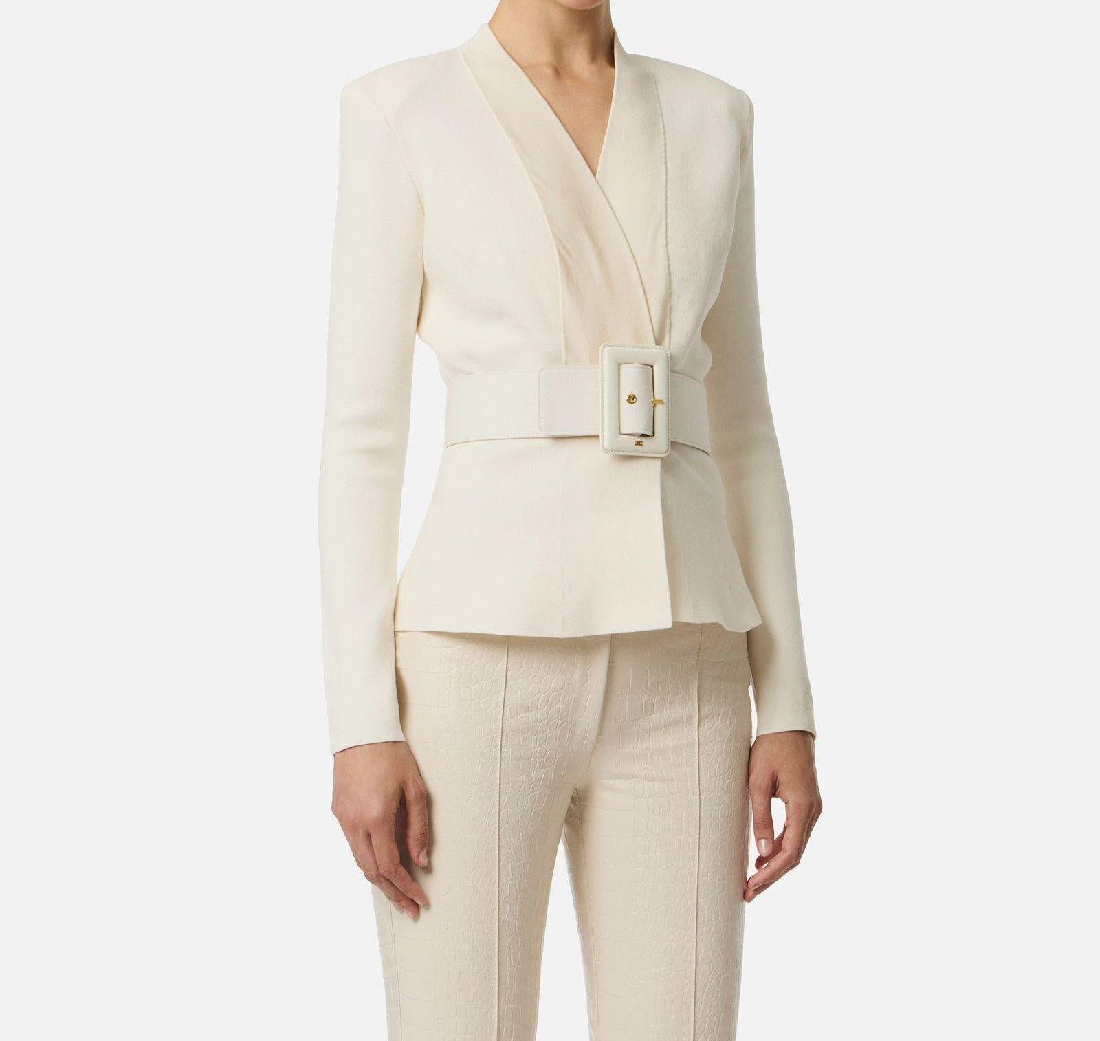 Giacca in maglia con cintura - Elisabetta Franchi MK48S57E2 DZ9 ELISABETTA FRANCHI 