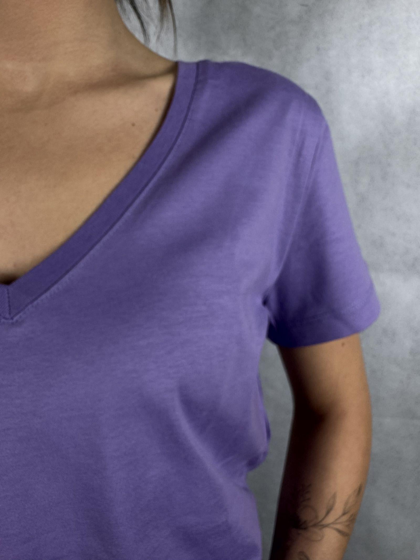 T- shirt basica scollo a V L5560 LILLA OFELIA 