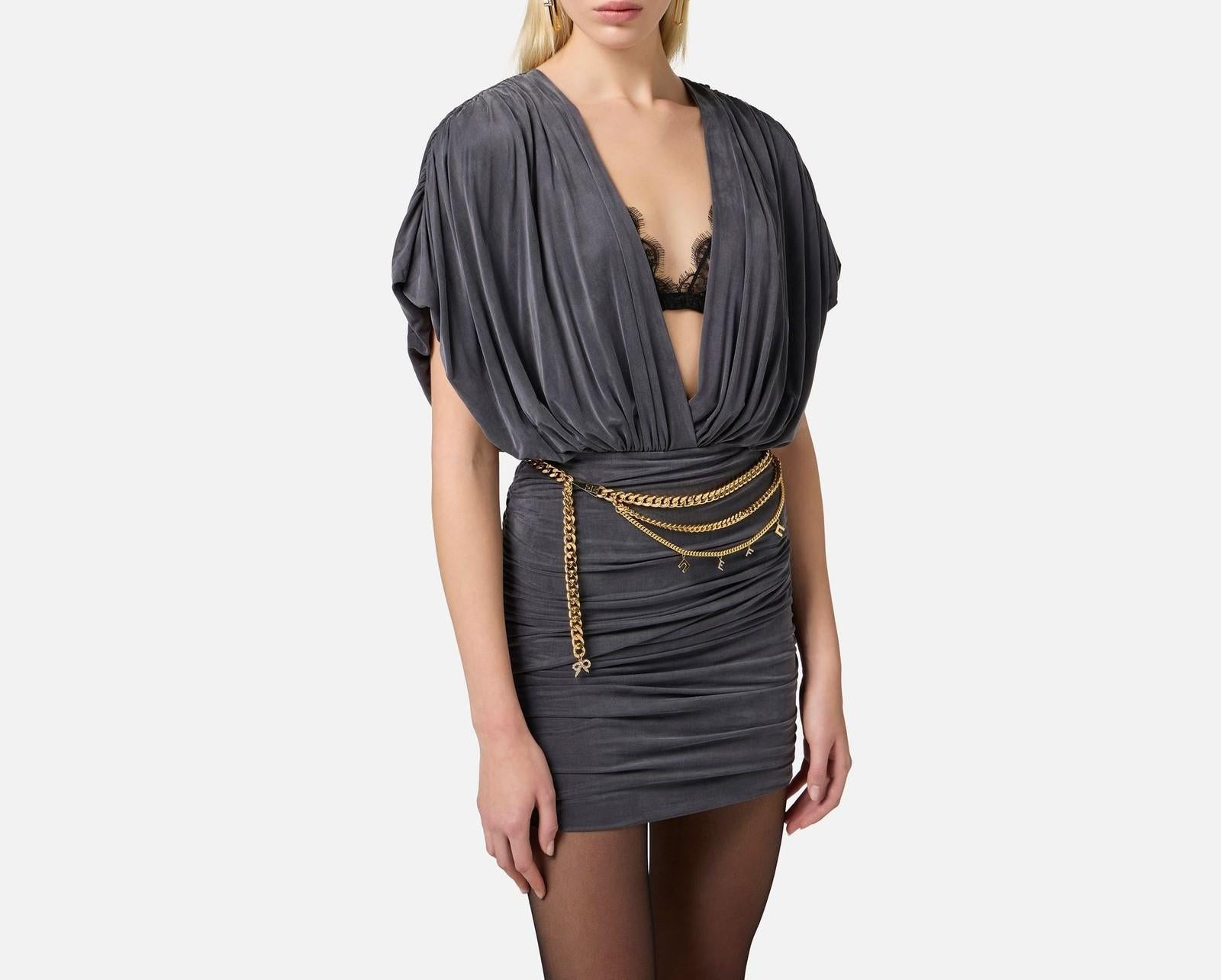 Abito in cupro con bralette - Elisabetta Franchi AB76551E2 DC3 ELISABETTA FRANCHI 