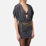 Abito in cupro con bralette - Elisabetta Franchi AB76551E2 DC3 ELISABETTA FRANCHI 