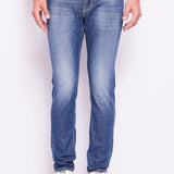 Jeans chino slim con lavaggio usato