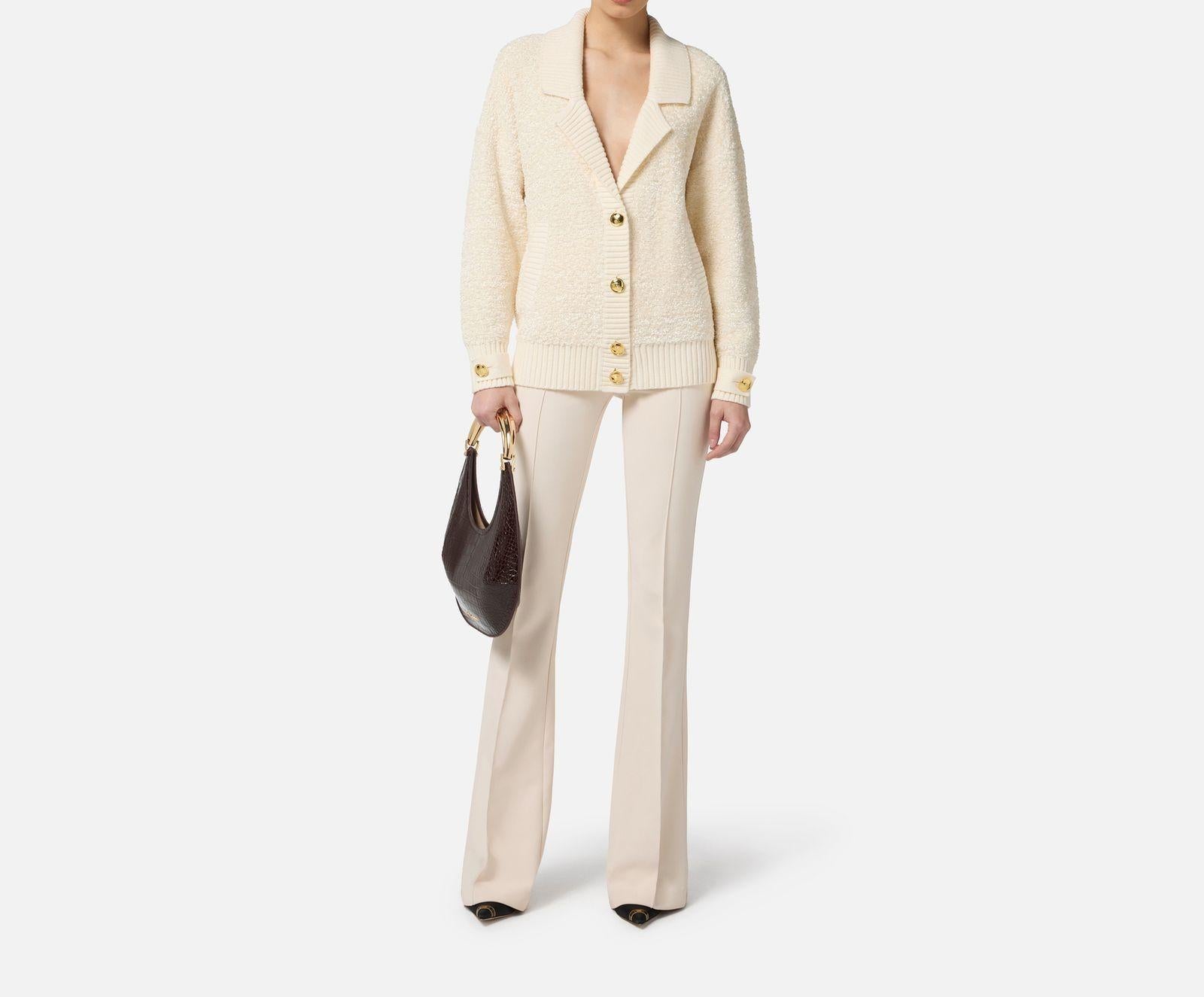 Cardigan in ciniglia bouclè - Elisabetta Franchi MK44S57E2 DZ9 ELISABETTA FRANCHI 
