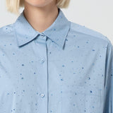 Camicia over in popeline con strass