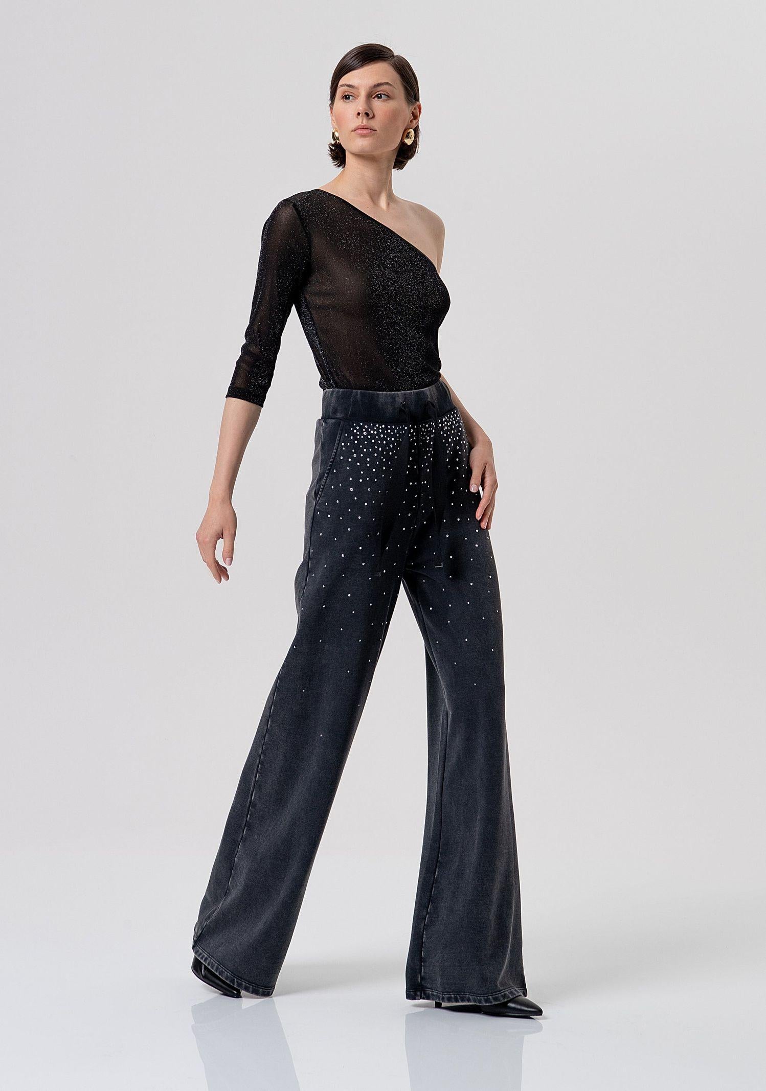 Pantaloni felpa con strass FR26SV3033F40901 M30 FRACOMINA 