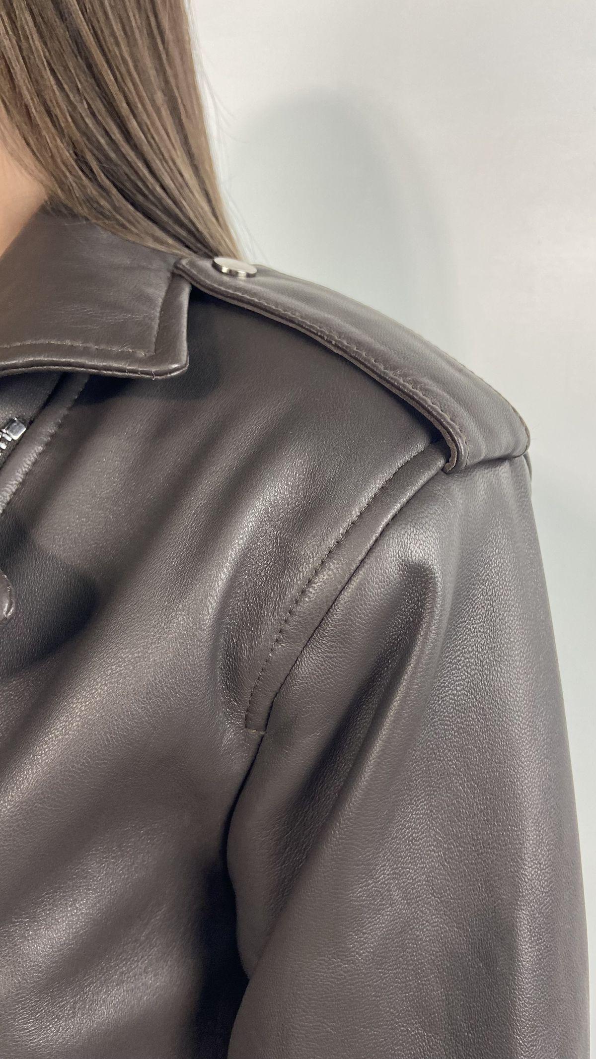 Giubbotto chiodo in pelle P104 NERO OFELIA 