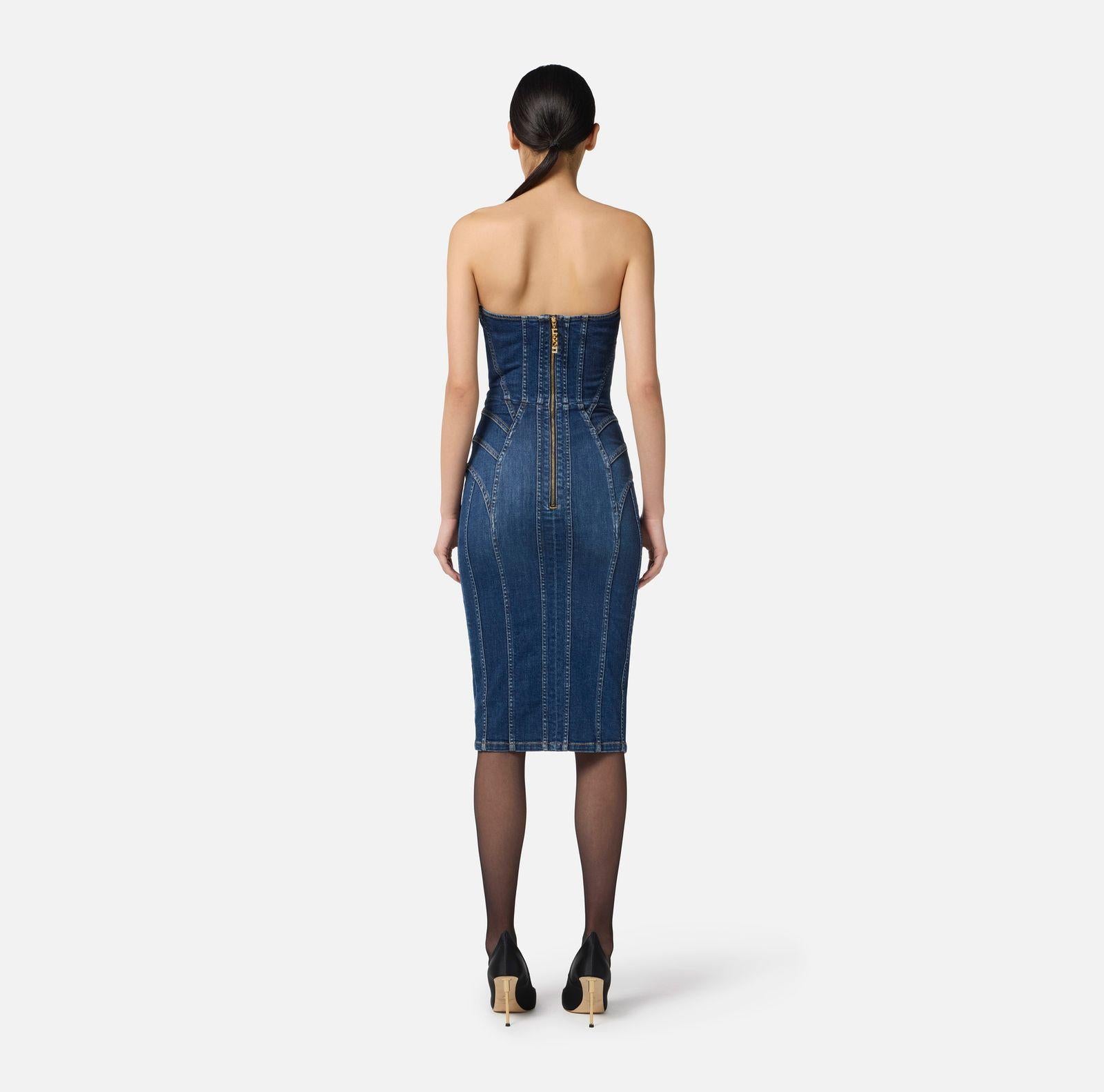 Abito bustier in denim AJ44D56E2 104 ELISABETTA FRANCHI 