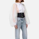 Camicia body in organza con plastron BC00846E2 360 ELISABETTA FRANCHI 