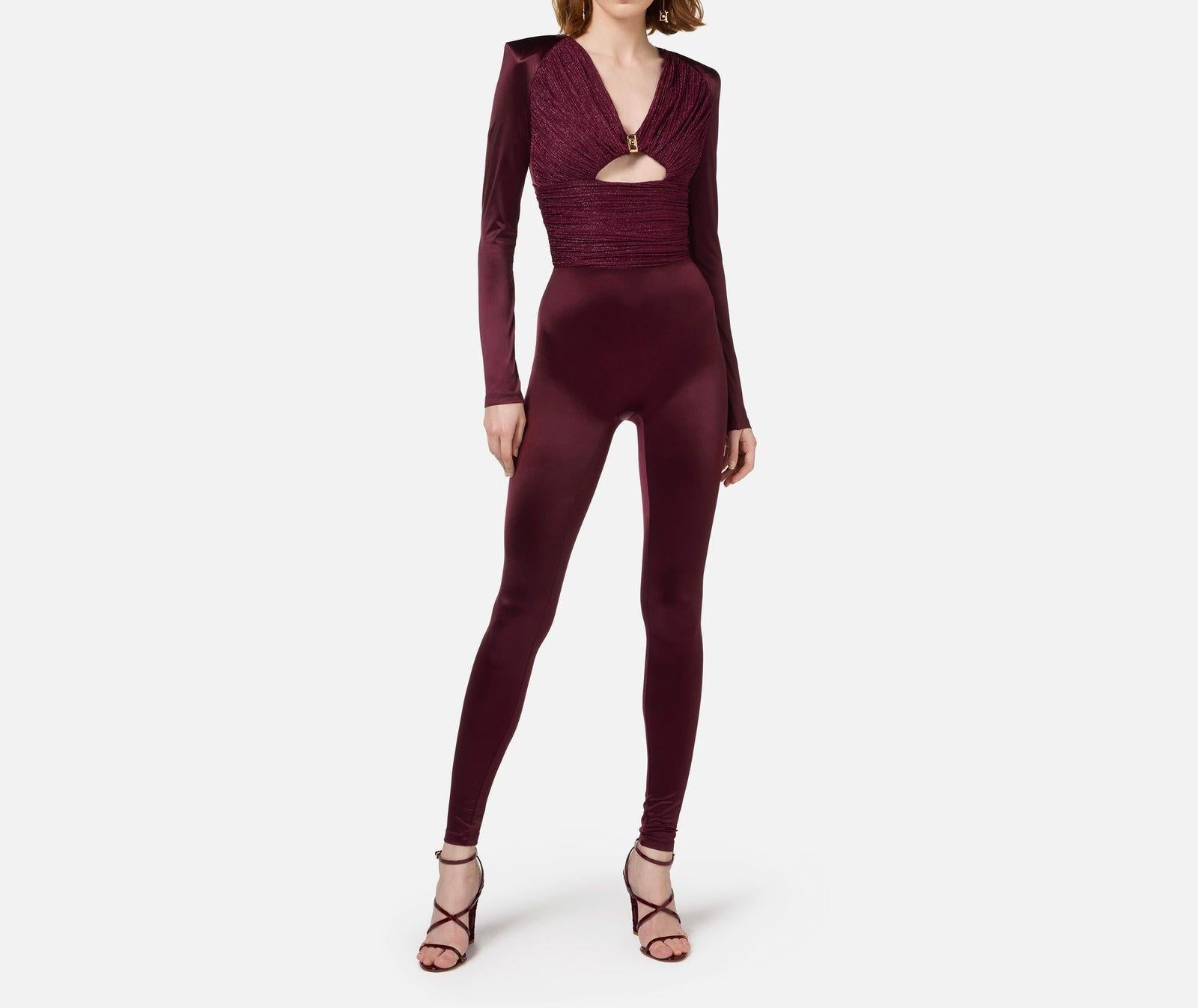Tuta in lycra lucida con inserti plissè TU01946E2 CG3 ELISABETTA FRANCHI 