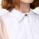 Camicia body in organza con plastron