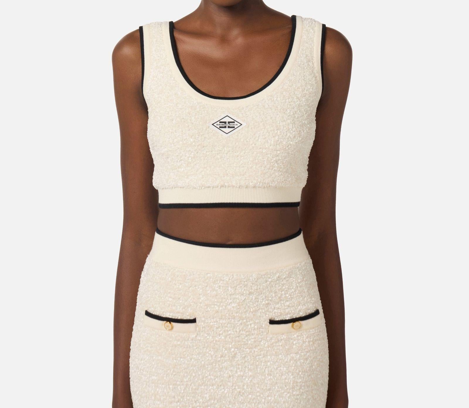 Top in ciniglia bouclè - Elisabetta Franchi TK64S61E2 E84 ELISABETTA FRANCHI 