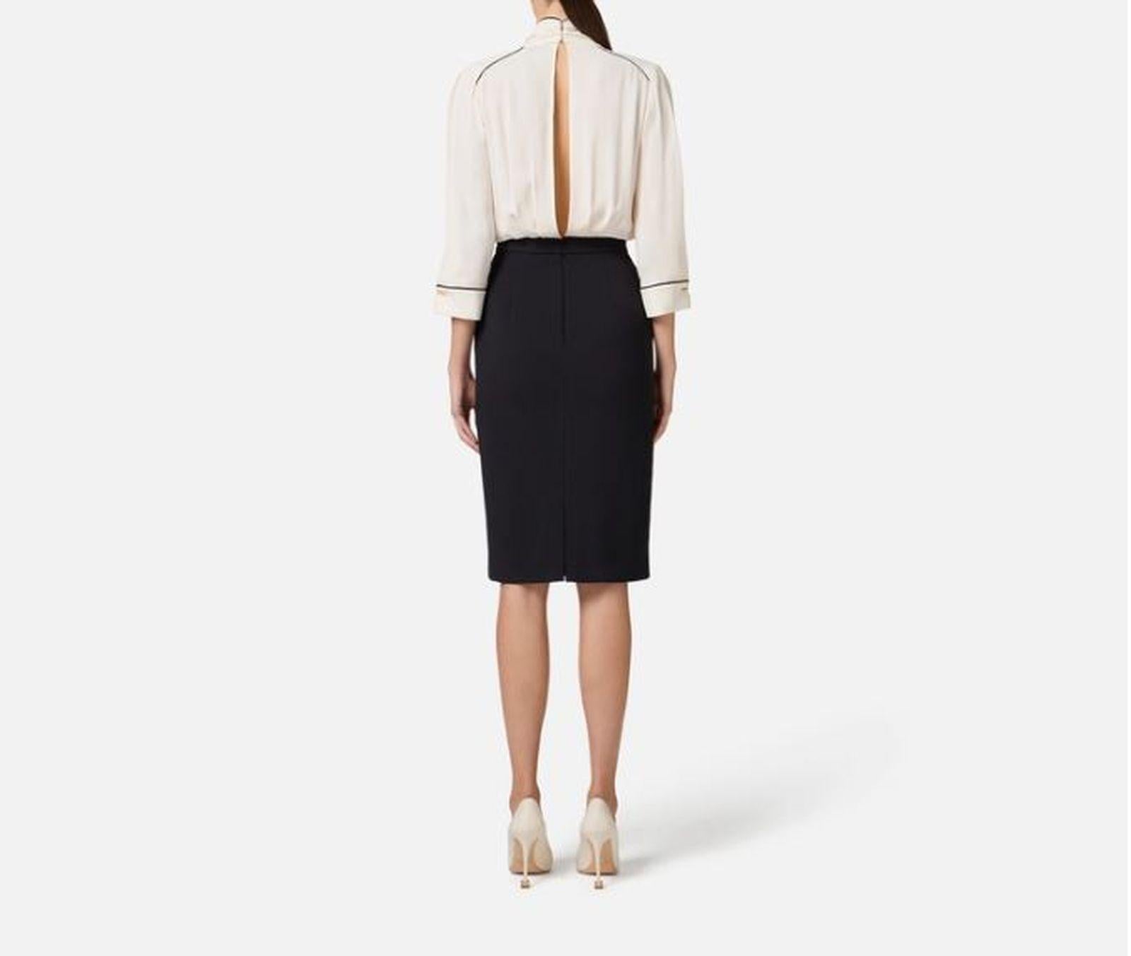 Abito in georgette con piping - Elisabetta Franchi AB77151E2 E84 ELISABETTA FRANCHI 