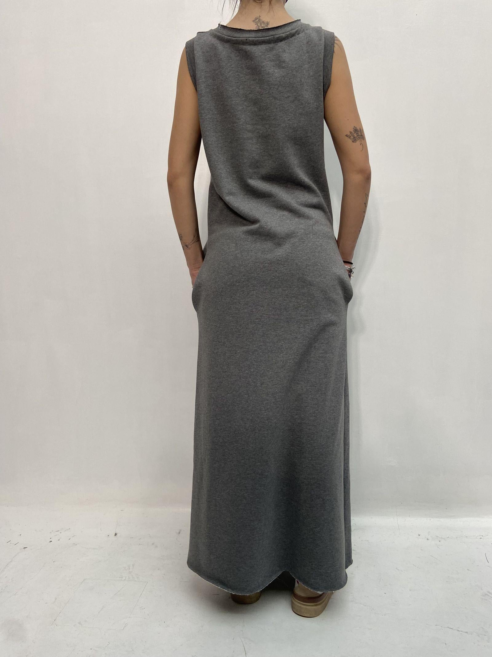 Abito lungo scollo a V D1187 GRIGIO OFELIA 