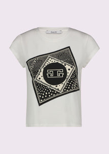 T-shirt con stampa e strass