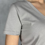 T-shirt basica scollo a V L5560 GRIGIO OFELIA 