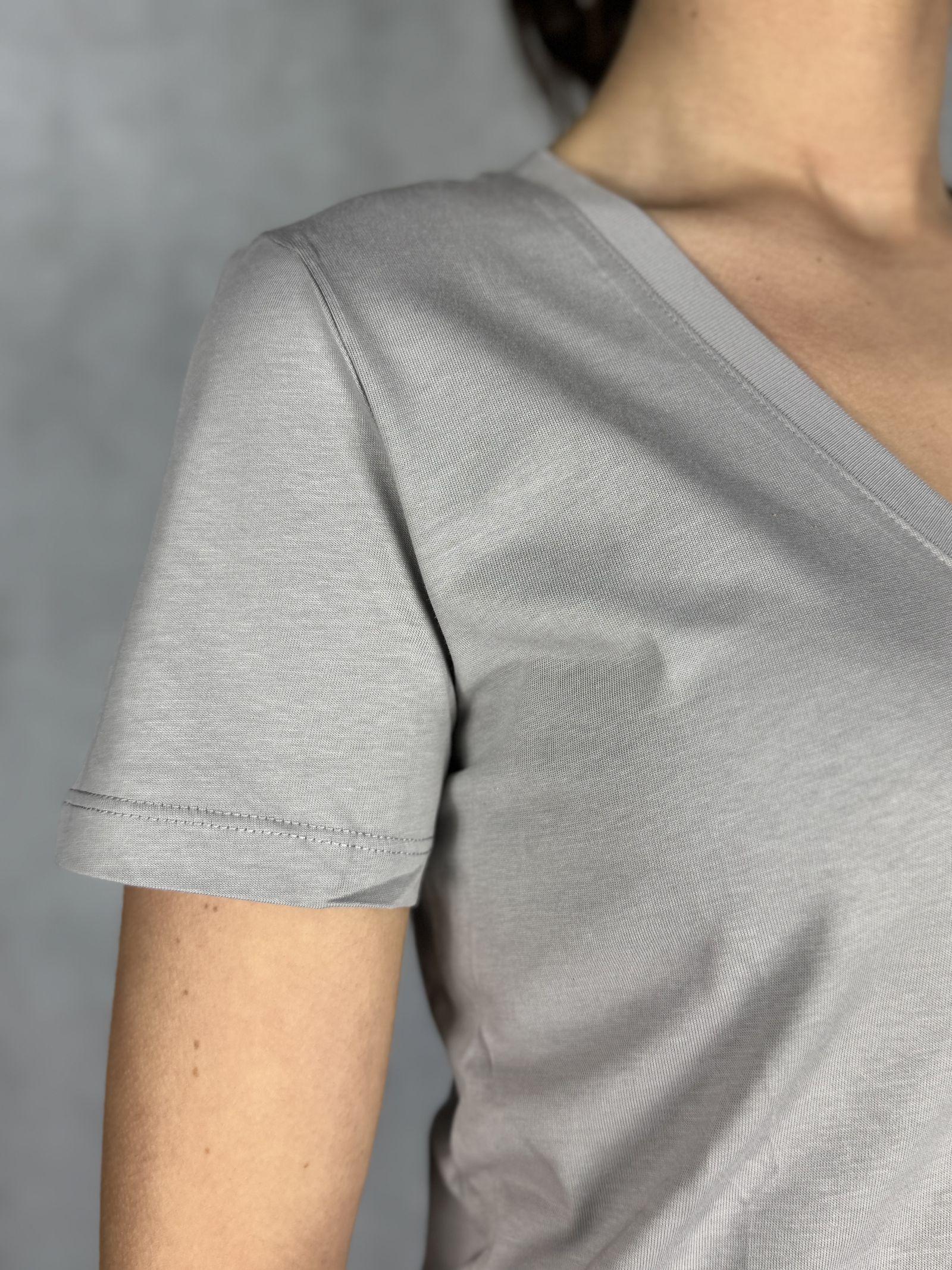 T-shirt basica scollo a V L5560 GRIGIO OFELIA 