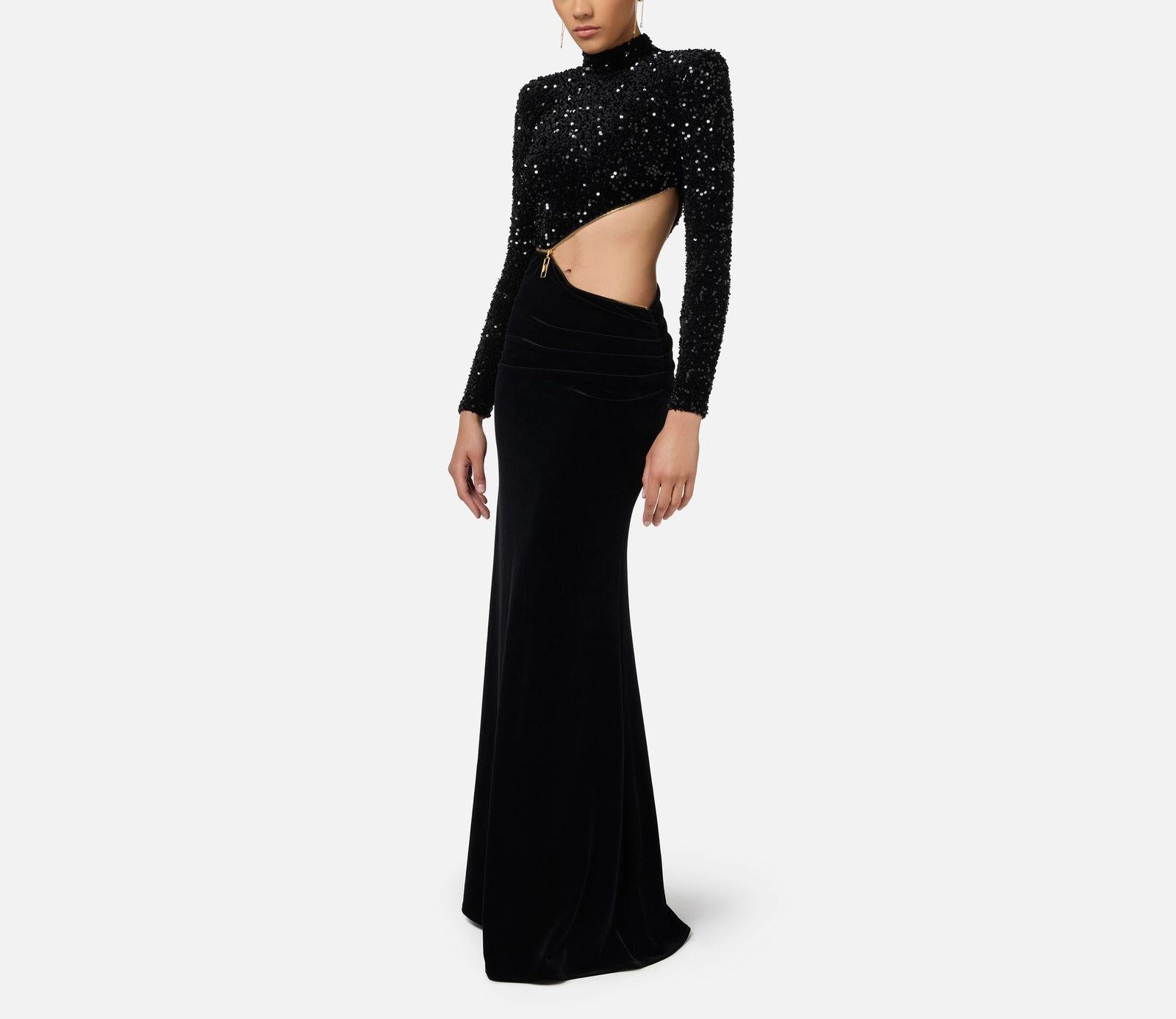Abito Red Carpet in ciniglia ricamata con paillettes - Elisabetta Franchi AB73647E2 110 ELISABETTA FRANCHI 