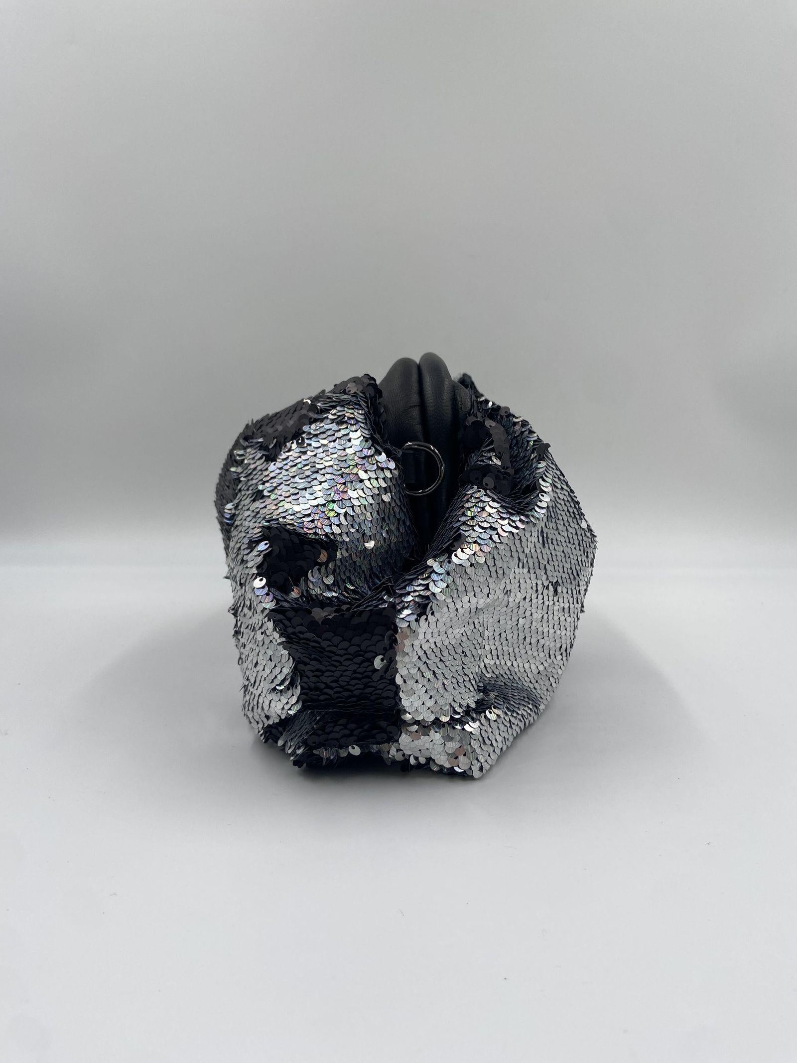 Borsa hobo paillettes argento nero - Ofelia AR027P ARGENTO OFELIA 