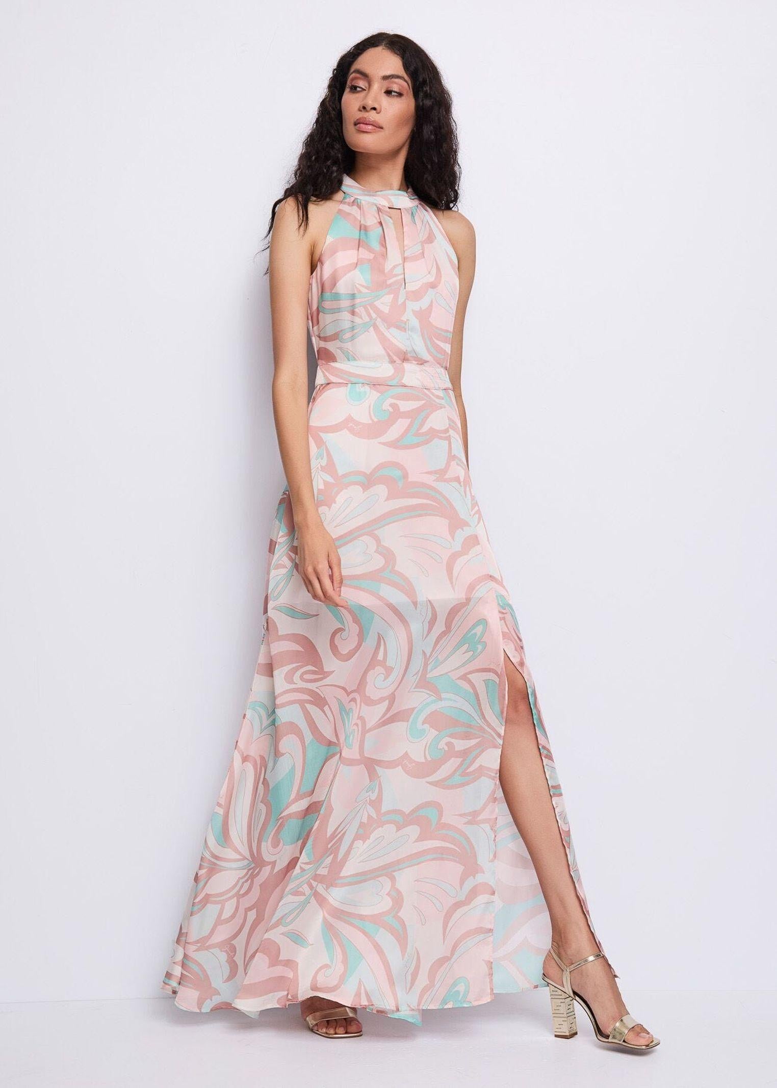 Abito lungo con stampa floreale e spacco 511FD15006 51103801 GAUDI' 