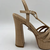 Sandalo con plateau in rafia H2316 BEIGE OFELIA 