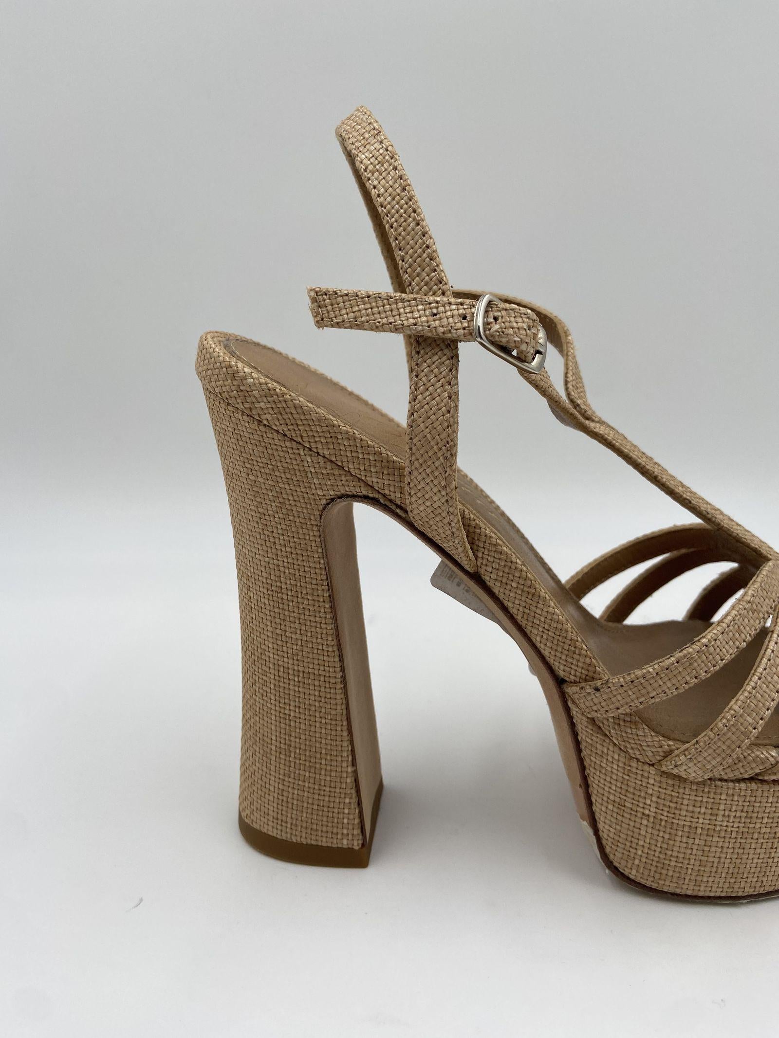 Sandalo con plateau in rafia H2316 BEIGE OFELIA 