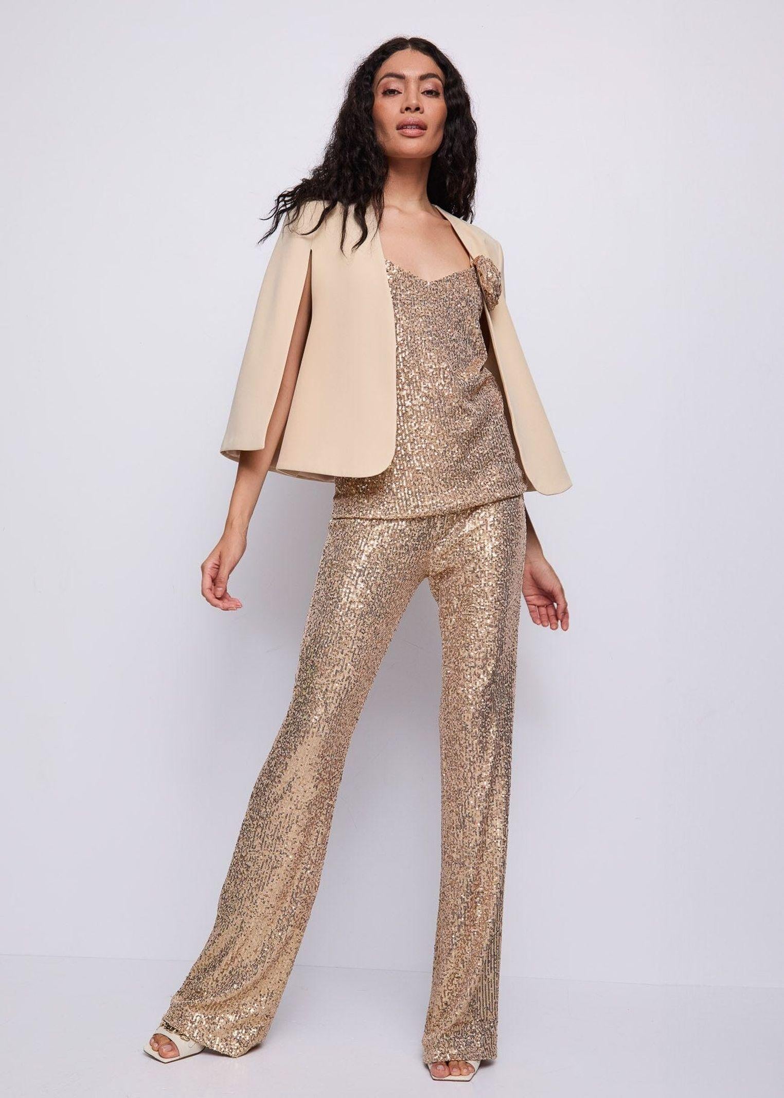 Pantalone vita alta con paillettes - Gaudi 511FD24003 2727 GAUDI' 