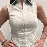 Camicia crop con gancetti - Elisabetta Franchi CA01841E1 BV9 ELISABETTA FRANCHI 