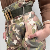 Pantalone camouflage con cintura - Elisabetta Franchi PJ73D06E2 W73 ELISABETTA FRANCHI 