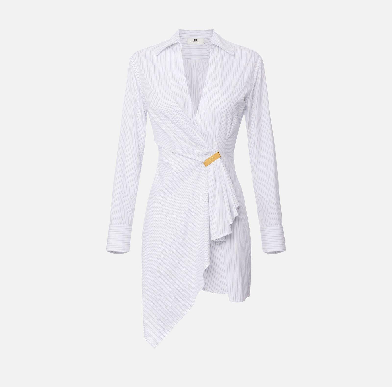 Abito in popeline con dettaglio gioiello - Elisabetta Franchi AB72551E2 DL6 ELISABETTA FRANCHI 