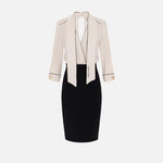 Abito in georgette con piping AB77151E2 E84 ELISABETTA FRANCHI 