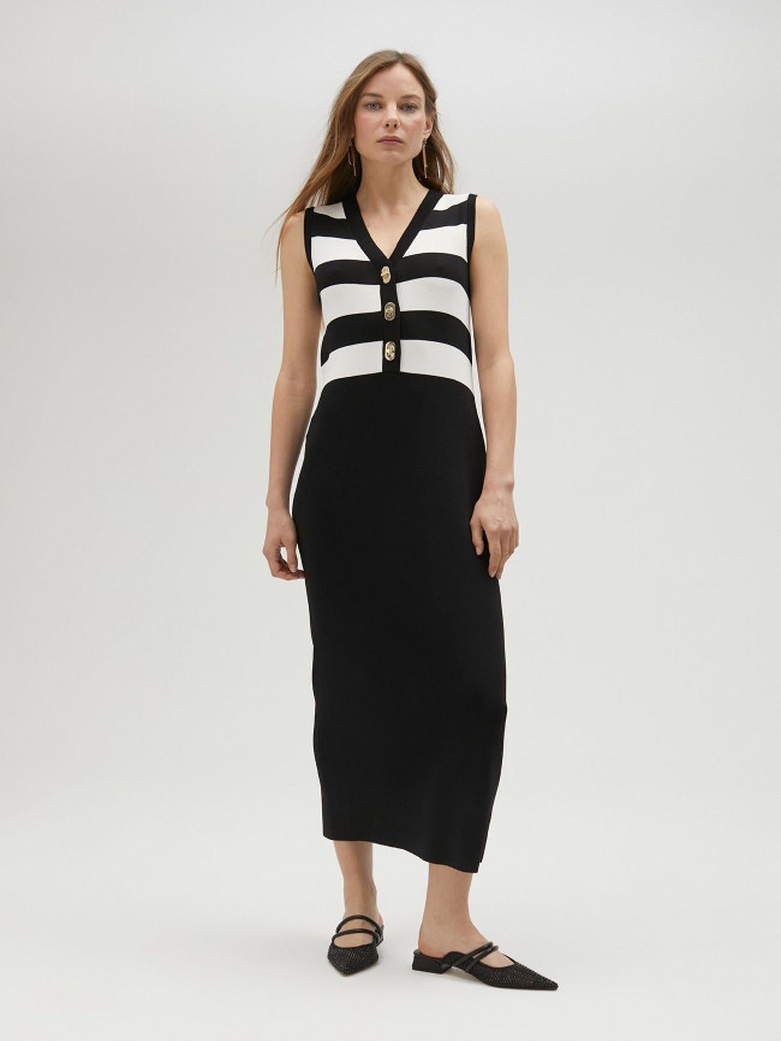 Abito in maglia bicolore LS2516001 1BN LOLA 