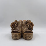 Sabot aperto in raffia con fiore