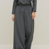 Pantalone largo in garza di lana