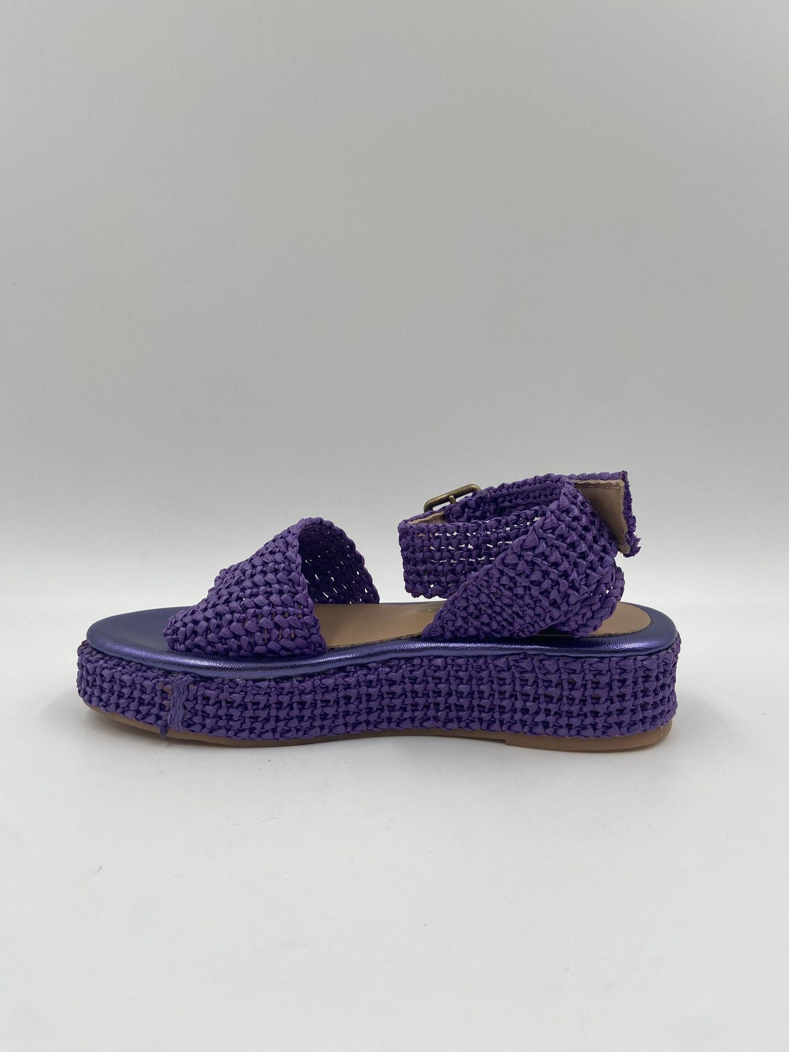 Sandalo zeppa in raffia naturale S148J545 VIOLA FIORINA 