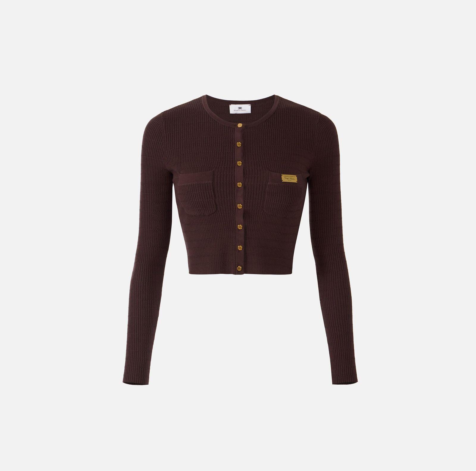 Cardigan con micro trecce - Elisabetta Franchi MK88B61E2 644 ELISABETTA FRANCHI 