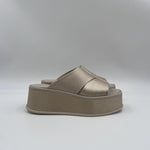 Sandalo zeppa satin SUNNY MAYA WASHED BEIGE PATRIZIA BONFANTI 