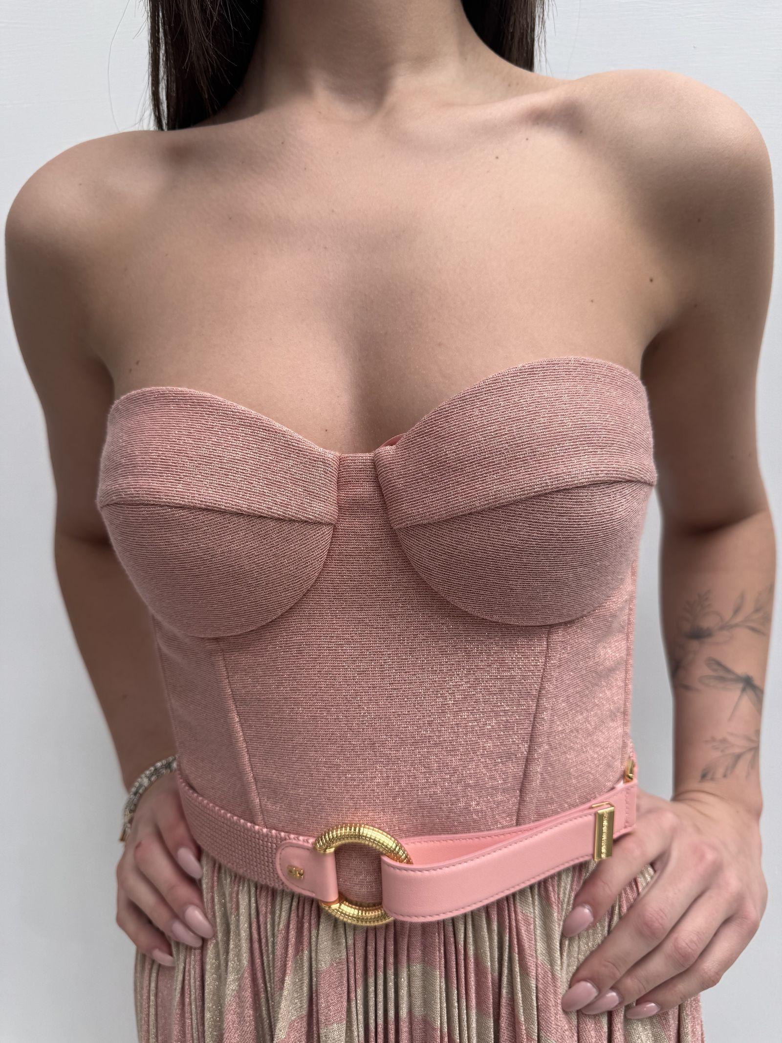 Abito plissè con corpetto - Elisabetta Franchi AB18001E2 X01 ELISABETTA FRANCHI 