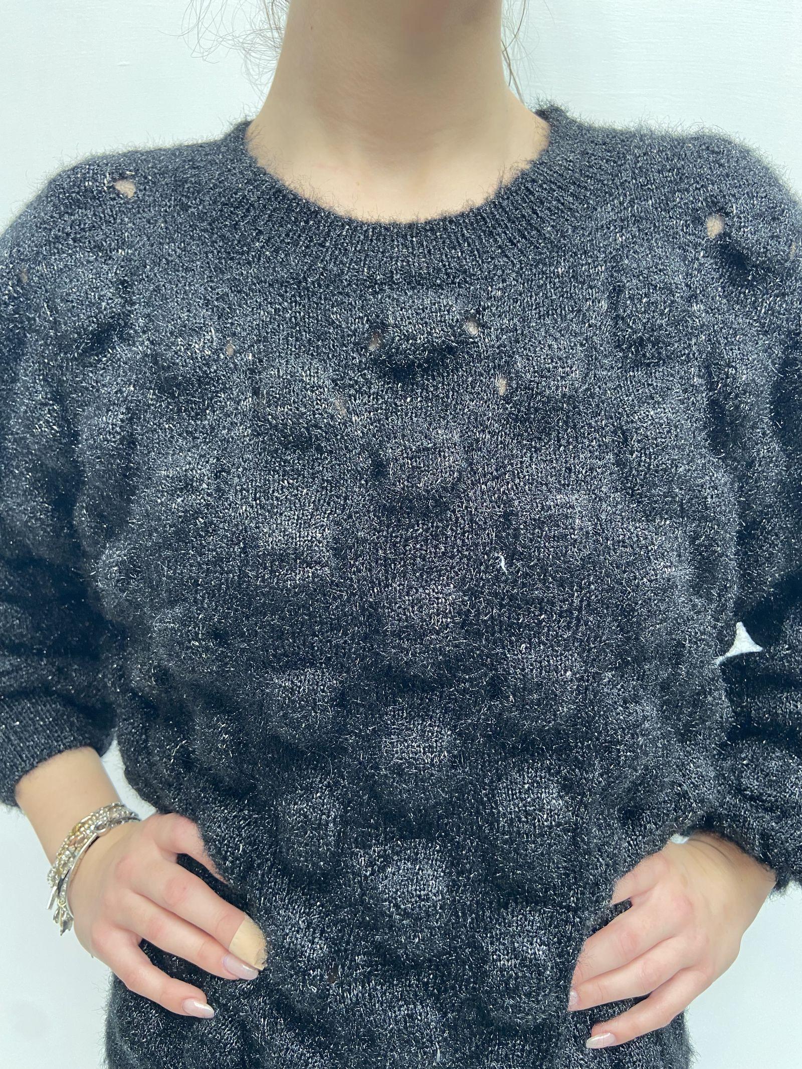 Maglia lavorazione traforata 153 NERO OFELIA 